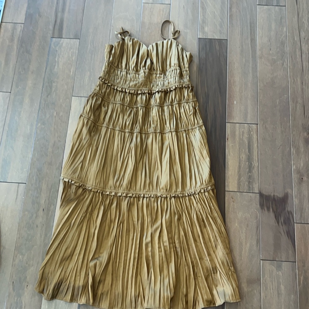Aurora pleated satin dress